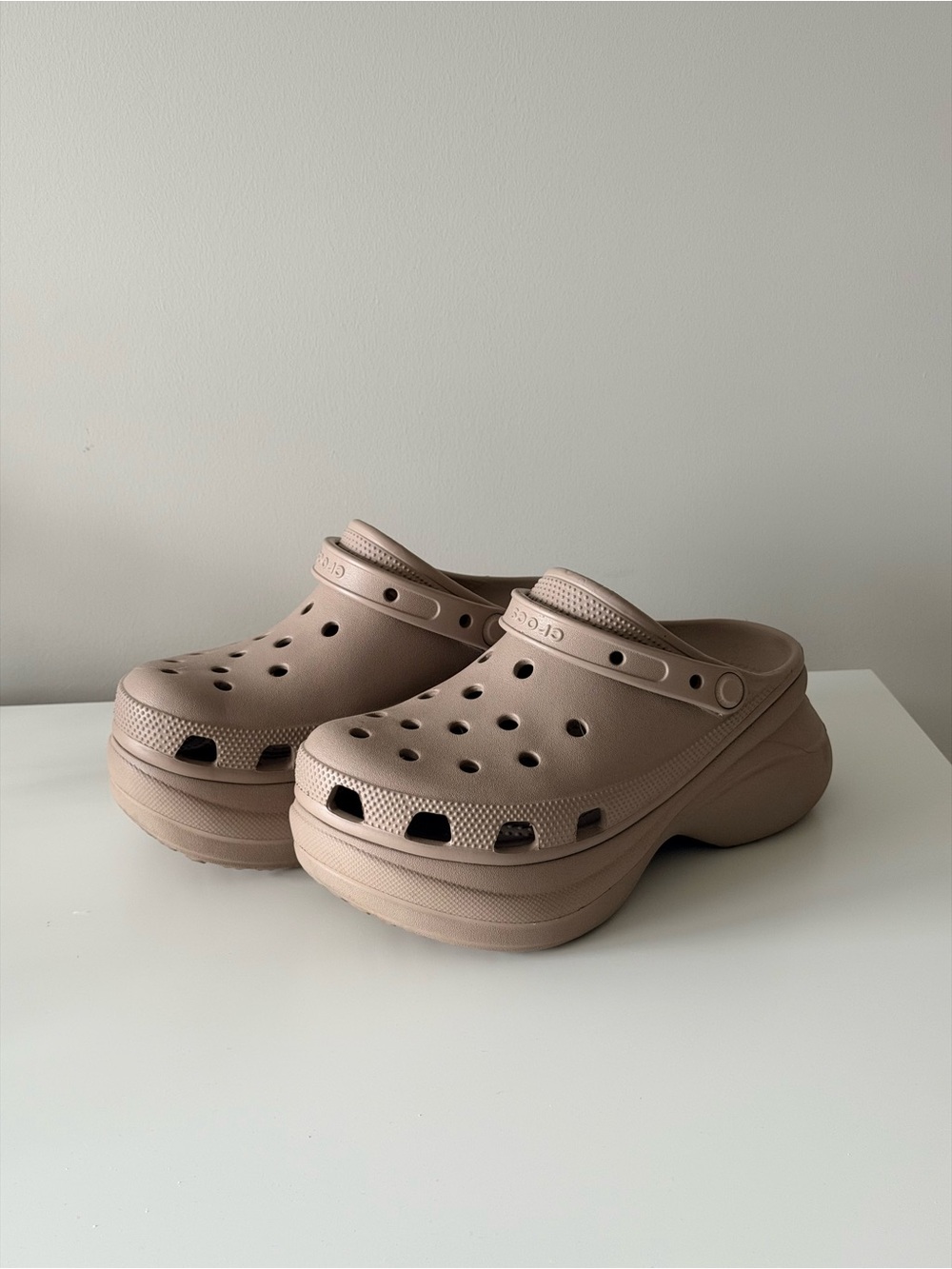CROCS Platform Clog in Taupe